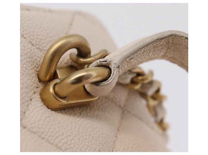 CHANEL Matelasse Vanity Chain Shoulder Pouch Caviar Skin White CC Auth 207090V - Jerrillo - vista 8