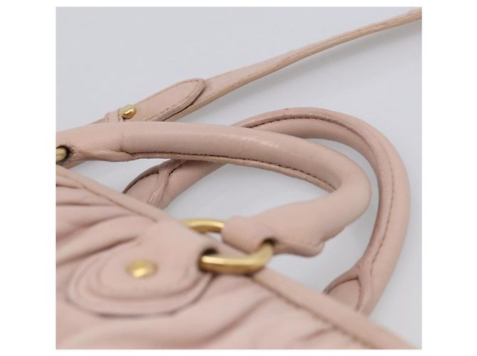 Miu Miu Matelasse Hand Bag Leather 2way Pink Gold Auth 212497A - Jerrillo - vista 14