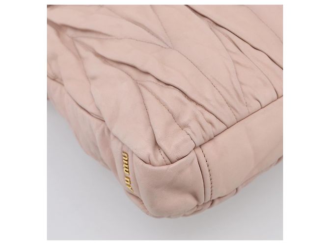 Miu Miu Matelasse Hand Bag Leather 2way Pink Gold Auth 212497A - Jerrillo - vista 17