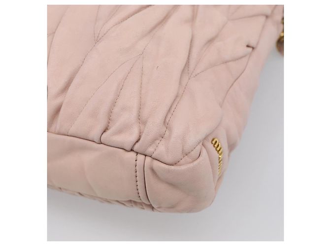 Miu Miu Matelasse Hand Bag Leather 2way Pink Gold Auth 212497A - Jerrillo - vista 18