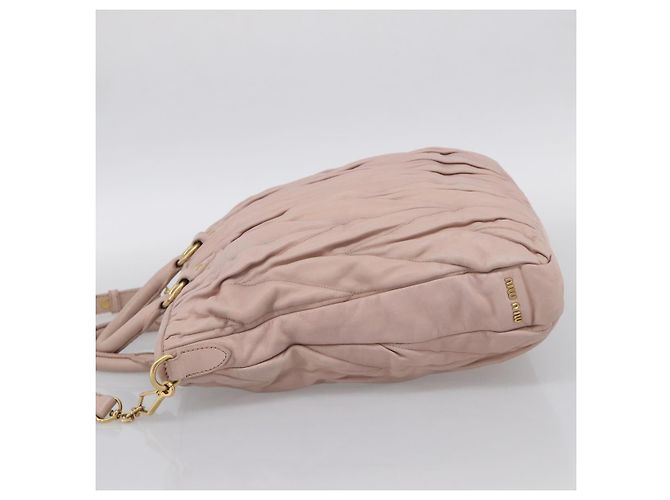 Miu Miu Matelasse Hand Bag Leather 2way Pink Gold Auth 212497A - Jerrillo - vista 3