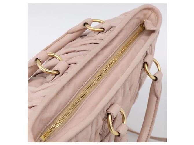 Miu Miu Matelasse Hand Bag Leather 2way Pink Gold Auth 212497A - Jerrillo - vista 6