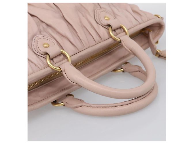 Miu Miu Matelasse Hand Bag Leather 2way Pink Gold Auth 212497A - Jerrillo - vista 7