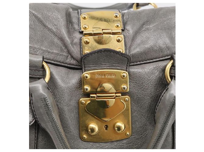Miu Miu Hand Bag Leather 2way Gray Gold Auth 212702V - Jerrillo - vista 16