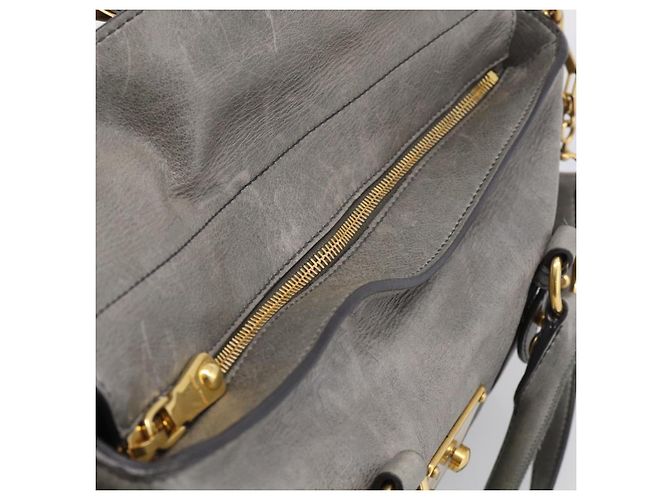 Miu Miu Hand Bag Leather 2way Gray Gold Auth 212702V - Jerrillo - vista 18