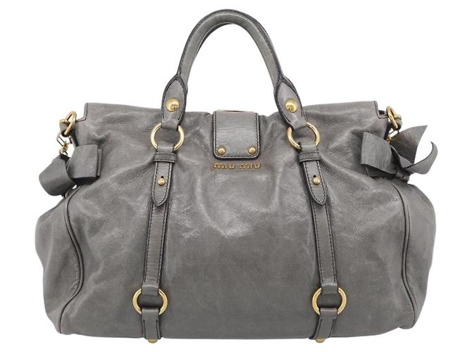 Miu Miu Hand Bag Leather 2way Gray Gold Auth 212702V - Jerrillo - vista 3