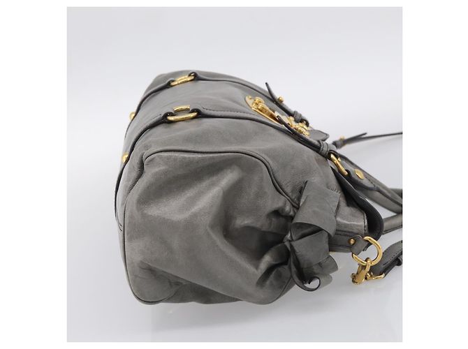 Miu Miu Hand Bag Leather 2way Gray Gold Auth 212702V - Jerrillo - vista 5