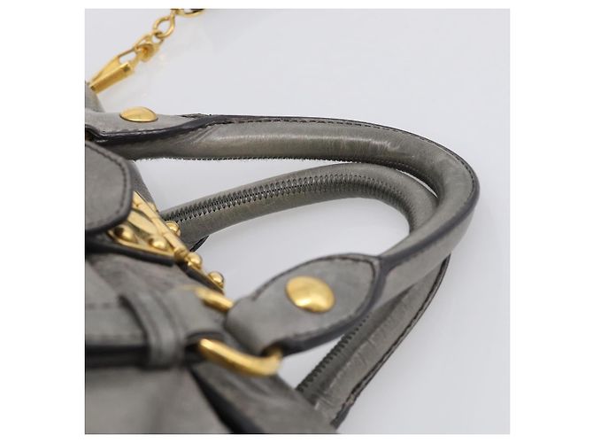 Miu Miu Hand Bag Leather 2way Gray Gold Auth 212702V - Jerrillo - vista 8