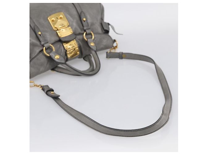 Miu Miu Hand Bag Leather 2way Gray Gold Auth 212702V - Jerrillo - vista 9