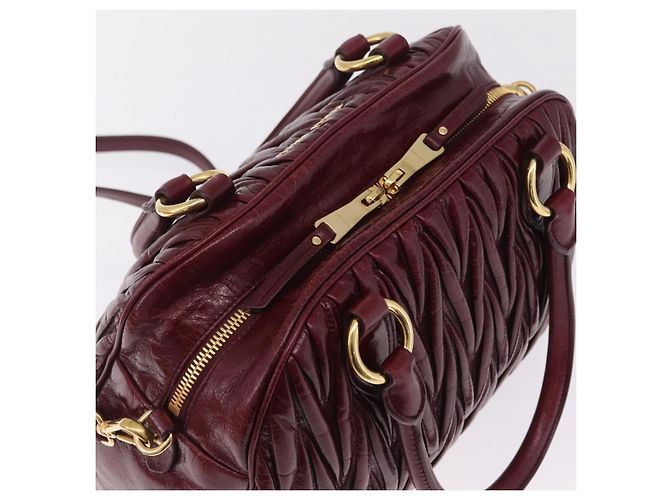 Miu Miu Matelasse Hand Bag Leather 2way Red Gold Auth 212705M - Jerrillo - vista 6