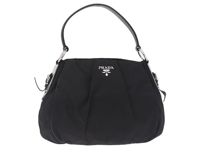 PRADA Schultertasche Nylon Schwarz Silber Auth 208419V - Jerrillo - Ansicht 13