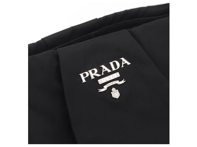 PRADA Schultertasche Nylon Schwarz Silber Auth 208419V - Jerrillo - Ansicht 18