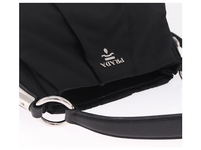 PRADA Schultertasche Nylon Schwarz Silber Auth 208419V - Jerrillo - Ansicht 6