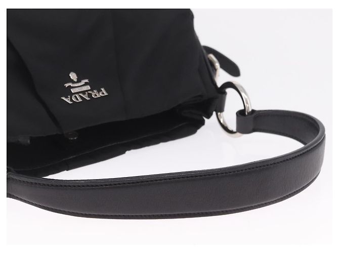 PRADA Schultertasche Nylon Schwarz Silber Auth 208419V - Jerrillo - Ansicht 7