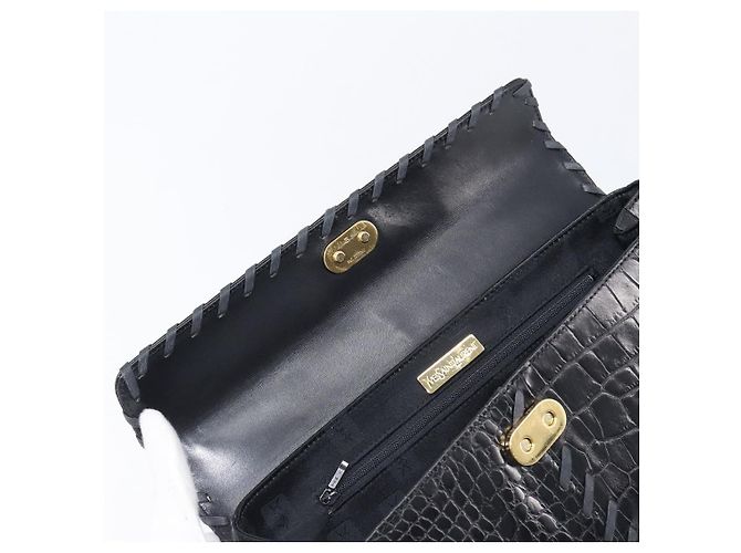 Autre Marque Saint Laurent Hand Bag Embossed Leather Black Gold Auth 212012V - Jerrillo - vista 17