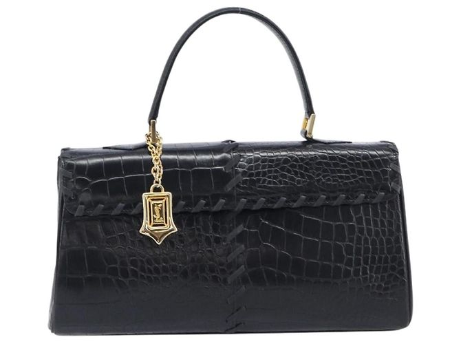 Autre Marque Saint Laurent Hand Bag Embossed Leather Black Gold Auth 212012V - Jerrillo - vista 2