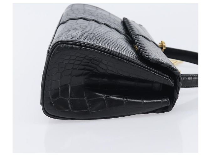 Autre Marque Saint Laurent Hand Bag Embossed Leather Black Gold Auth 212012V - Jerrillo - vista 4
