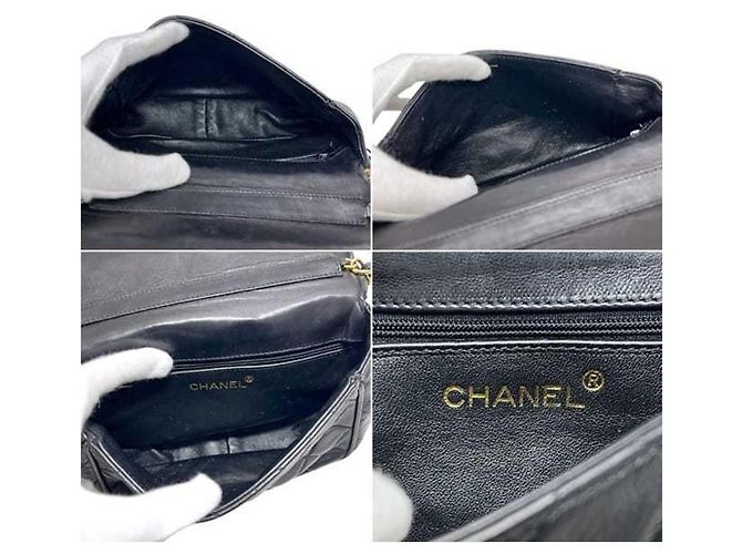 Borsa a tracolla con catena Chanel in pelle di agnello nera - vista 3
