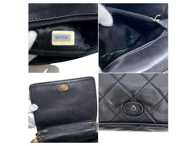 Borsa a tracolla con catena Chanel in pelle di agnello nera - vista 4