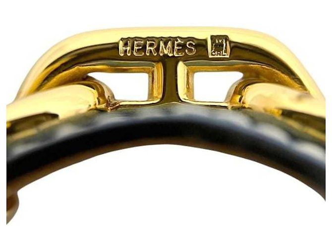 Hermès Bracciale Rigido in Pelle Blu e Oro e Metallo Hermes - vista 6