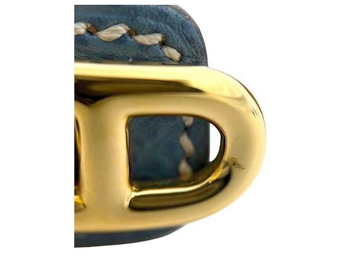 Hermès Bracciale Rigido in Pelle Blu e Oro e Metallo Hermes - vista 8