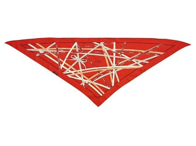 Hermès Pañuelo de seda Hermes en rojo - vista 2