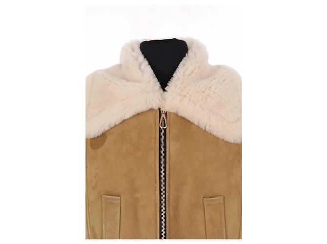 Veste en cuir Sandro beige - vue 2
