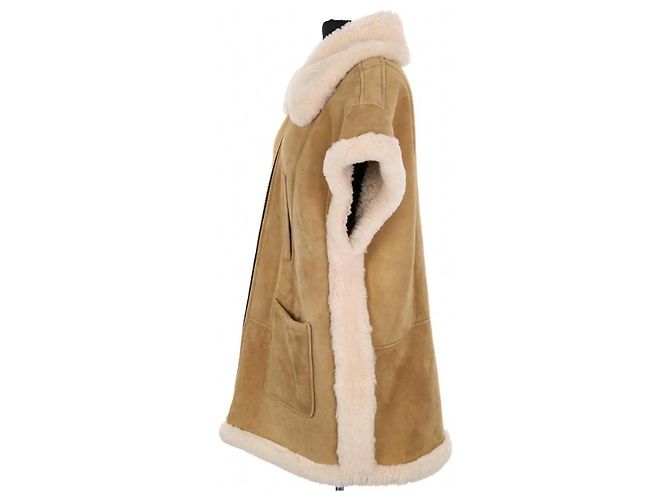 Veste en cuir Sandro beige - vue 3