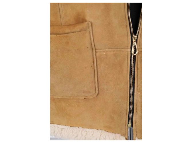 Veste en cuir Sandro beige - vue 6