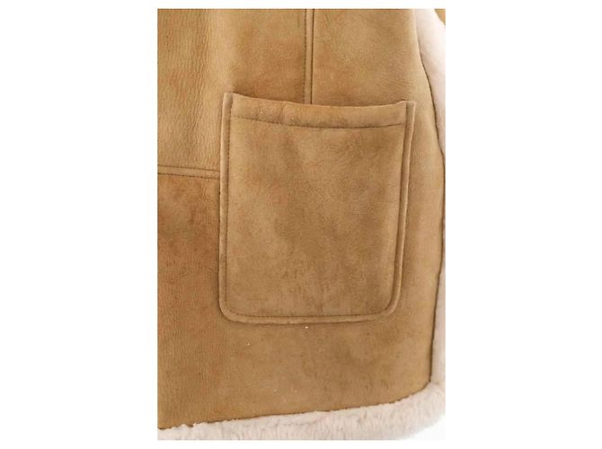 Veste en cuir Sandro beige - vue 7