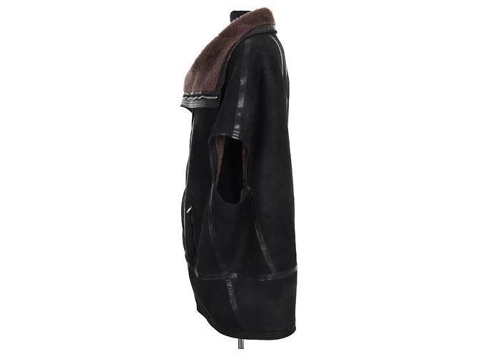 Veste Rick Owens en daim noir - vue 3