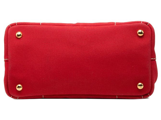 Borsa Tote Satchel Prada Small Canvas Canapa Logo rossa - vista 3