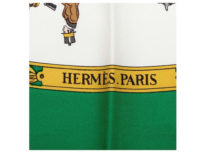 Foulard di seta Hermès La Promenade de Longchamps Bianco 90 - vista 4