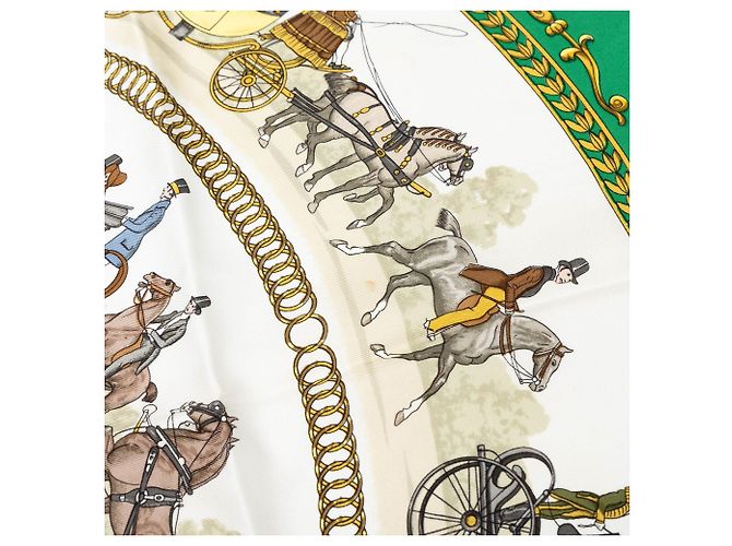 Foulard di seta Hermès La Promenade de Longchamps Bianco 90 - vista 6