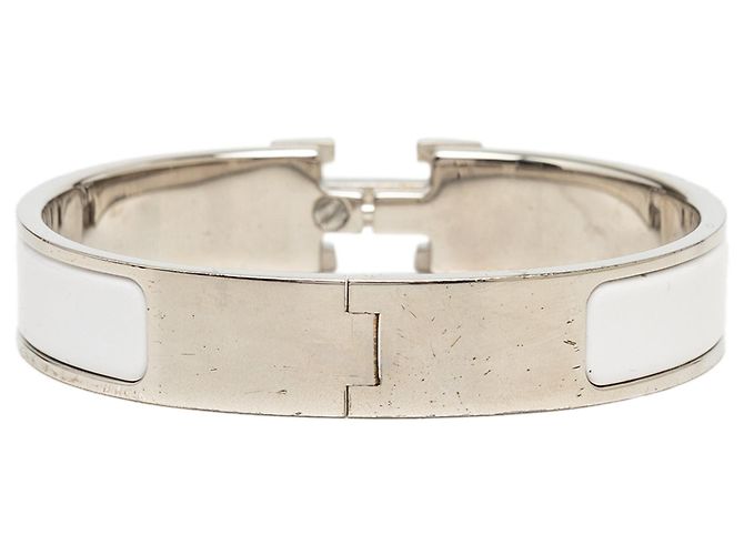Bracciale Clic H PM stretto in smalto bianco Hermès - vista 3