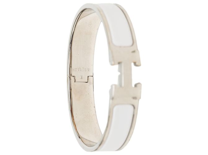 Bracciale Clic H PM stretto in smalto bianco Hermès - vista 5