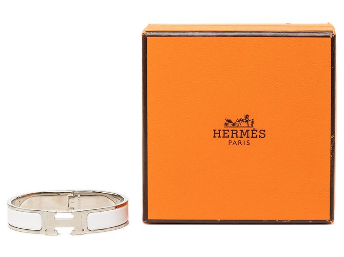 Bracciale Clic H PM stretto in smalto bianco Hermès - vista 6