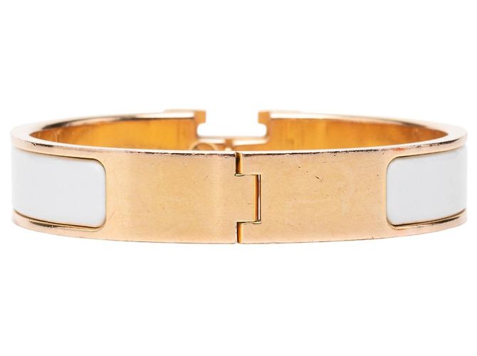 Bracciale Clic H PM stretto in smalto bianco Hermès - vista 3