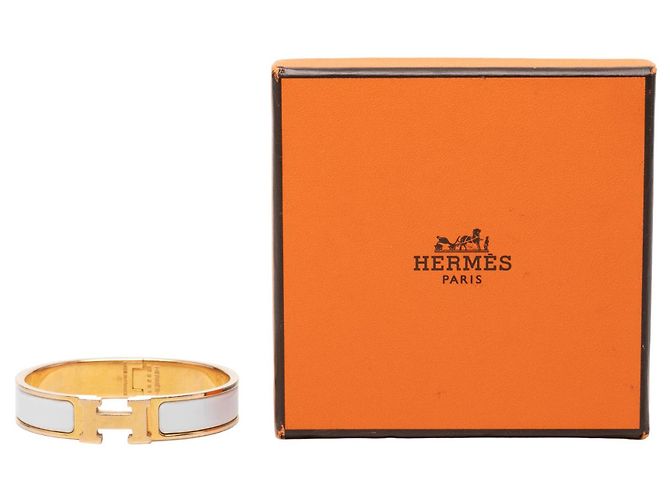 Bracciale Clic H PM stretto in smalto bianco Hermès - vista 5