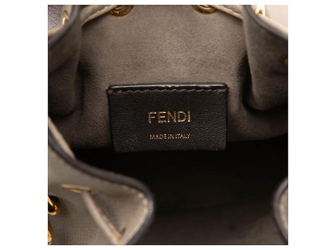 Mini borsa a secchiello Mon Tresor Fendi in pelle marrone - vista 5
