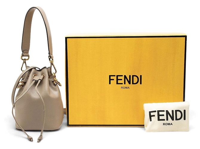 Mini borsa a secchiello Mon Tresor Fendi in pelle marrone - vista 7