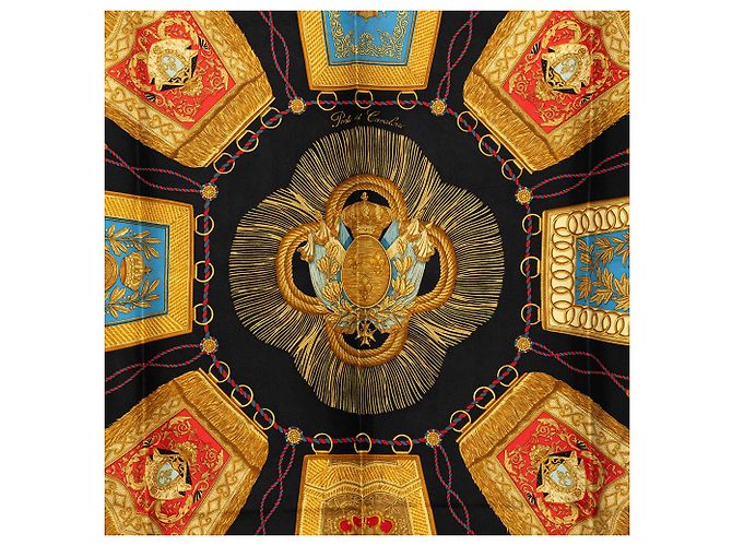 Carré di seta Hermès Poste et Cavalerie Nero 90 Scarves - vista 2