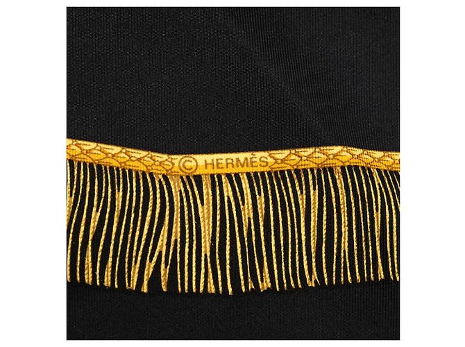 Carré di seta Hermès Poste et Cavalerie Nero 90 Scarves - vista 6