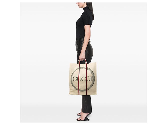 Gucci Canvas Ouroboros Vertical Tote Beige - Ansicht 7