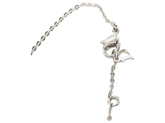 Collana con ciondoli Triple Spell Out in ottone argentato e cristalli Dior - vista 3