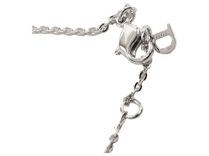 Collana con ciondoli Triple Spell Out in ottone argentato e cristalli Dior - vista 4