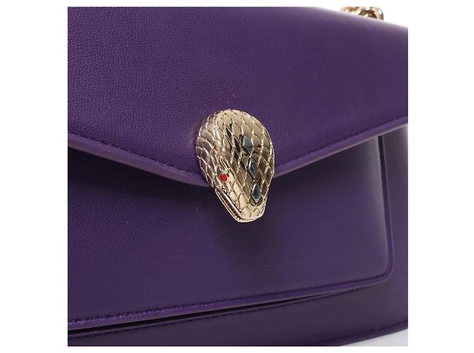 Bulgari Sac à main 2Way à chaîne BVLGARI Serpenti en cuir, Violet - vue 5