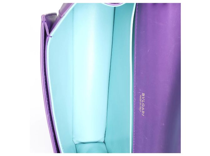 Bulgari Sac à main 2Way à chaîne BVLGARI Serpenti en cuir, Violet - vue 6