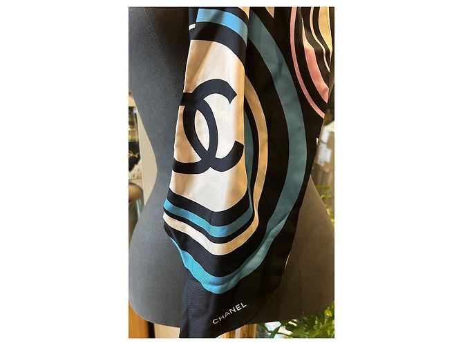 Chanel CC Logo Multicolored Silk Scarf - view 3