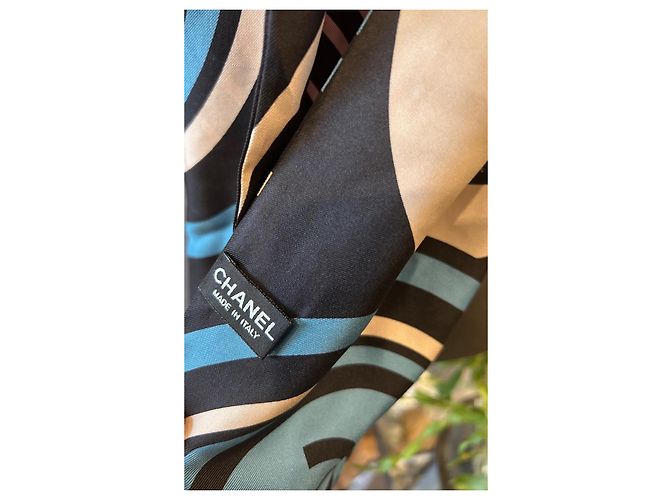 Chanel CC Logo Multicolored Silk Scarf - view 5
